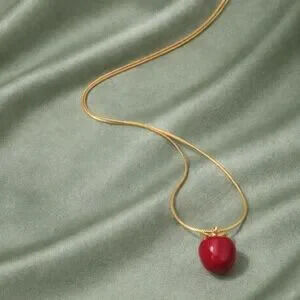 Red Apple Gold Necklace Y2K Gift Minimalist